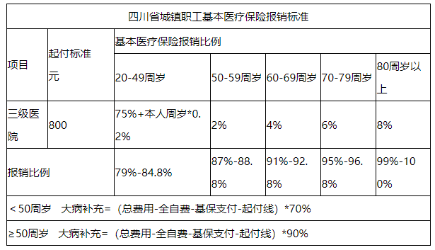 四川省城鎮職工基本醫療保險報銷標準 第1張